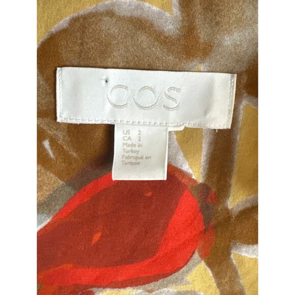 COS Printed Roll Sleeved Short Shift Dress Womens 2 Floral Abstract Art to Wear - Picture 9 of 11